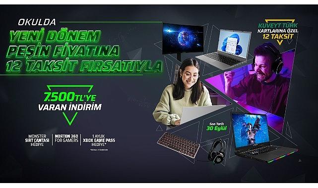 Eğitim dönemine özel peşin fiyatına 12 taksit imkanı sunan canavar üzere kampanya