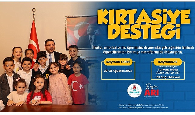 Nevşehir Belediyesi’nin öğrencilerin eğitim ve öğretim hayatına katkıda bulunmak emeliyle hayata geçirdiği Kırtasiye Desteği’ne müracaatlar başladı.
