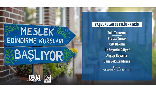 Narlıdere’de meslek edindirme kursları başlıyor: Son müracaat 4 Ekim