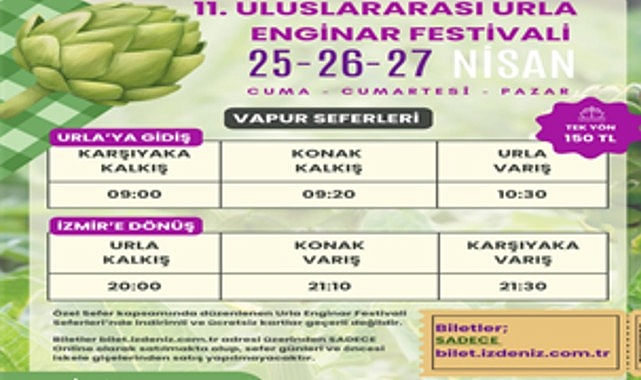 İZDENİZ’den Urla Enginar Festivali’ne özel sefer